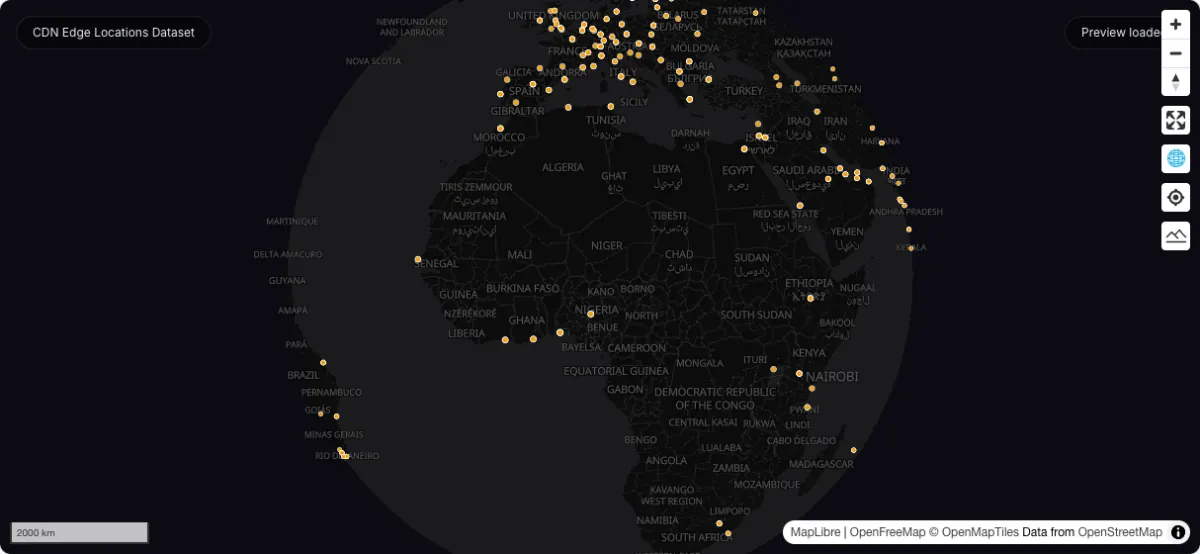 CDN Edge Locations Dataset: actual dataset map preview