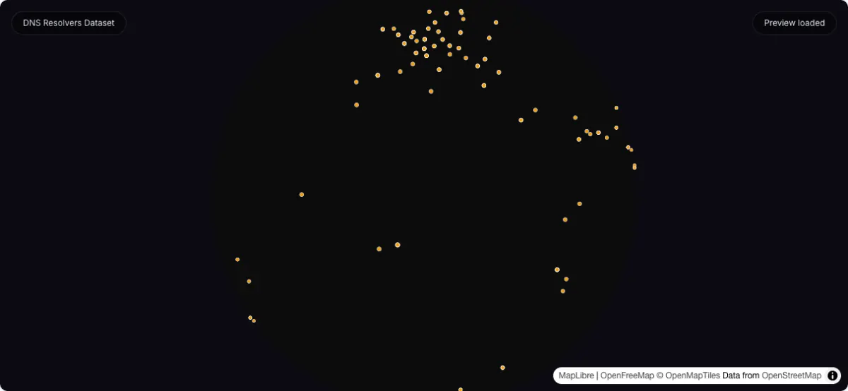 DNS Resolvers Dataset: actual dataset map preview