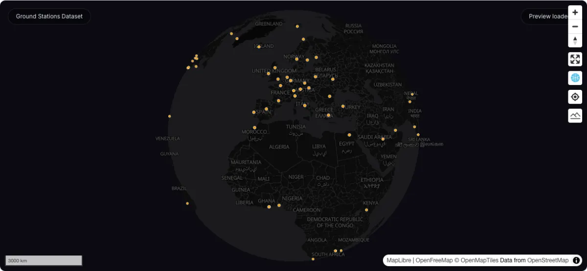 Ground Stations Dataset: actual dataset map preview