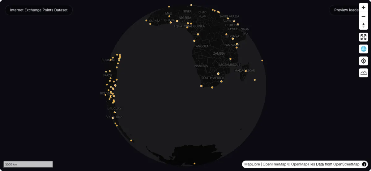 Internet Exchange Points Dataset: actual dataset map preview