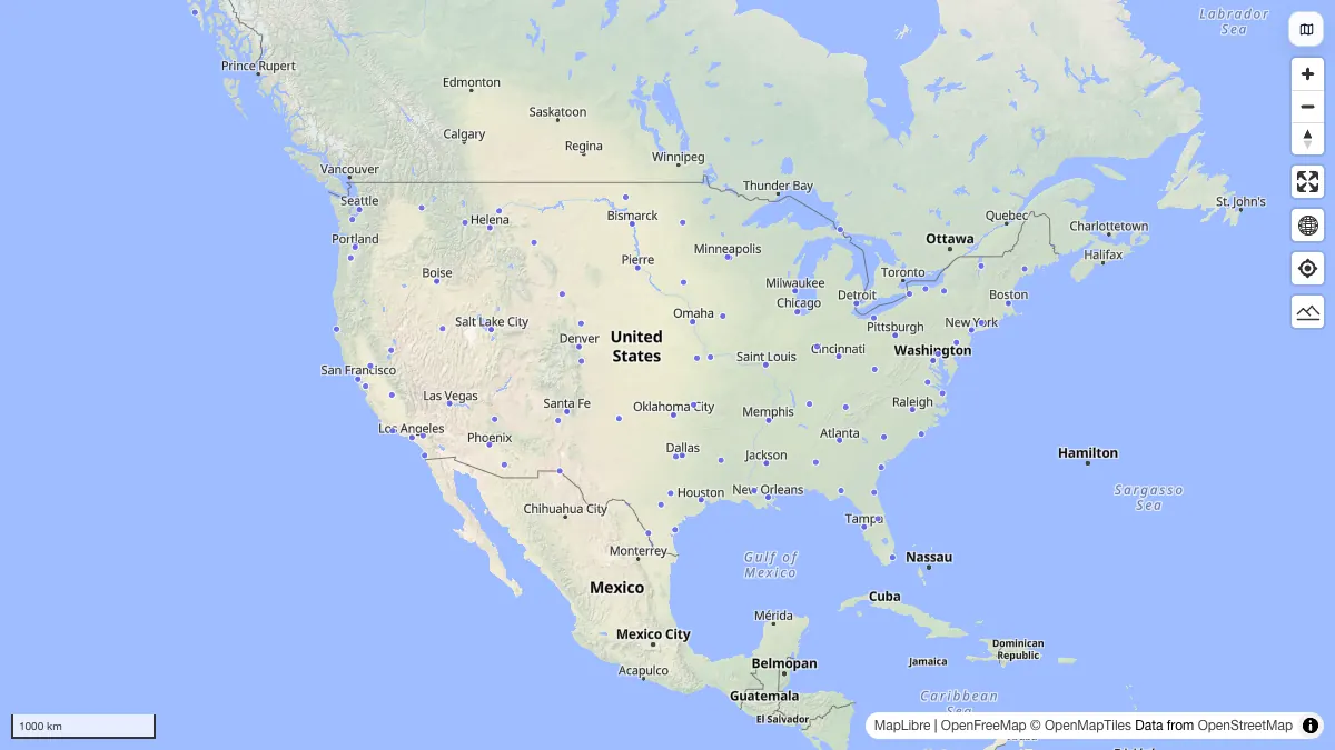 US Cities: actual dataset map preview