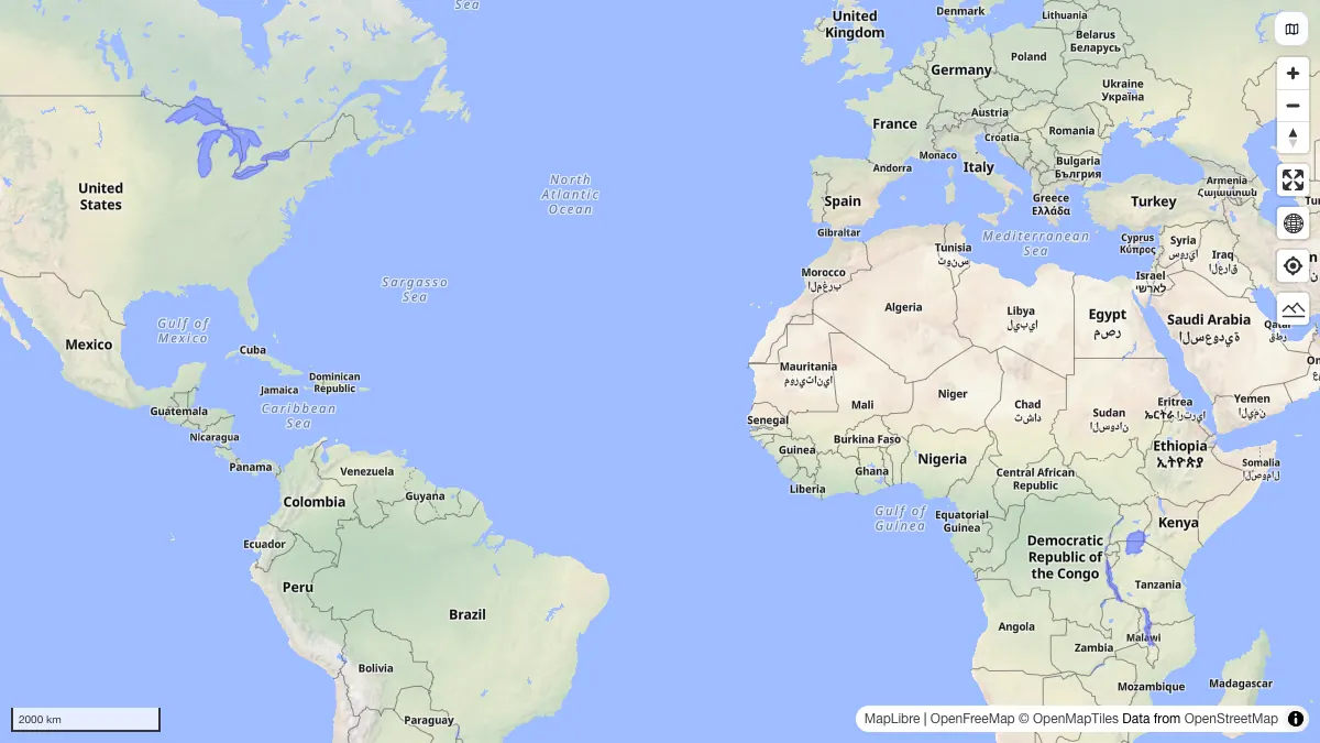 World Lakes: actual dataset map preview