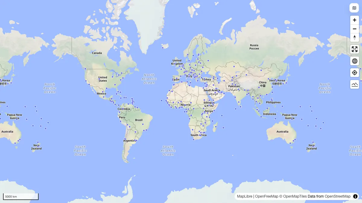 Populated Places: actual dataset map preview