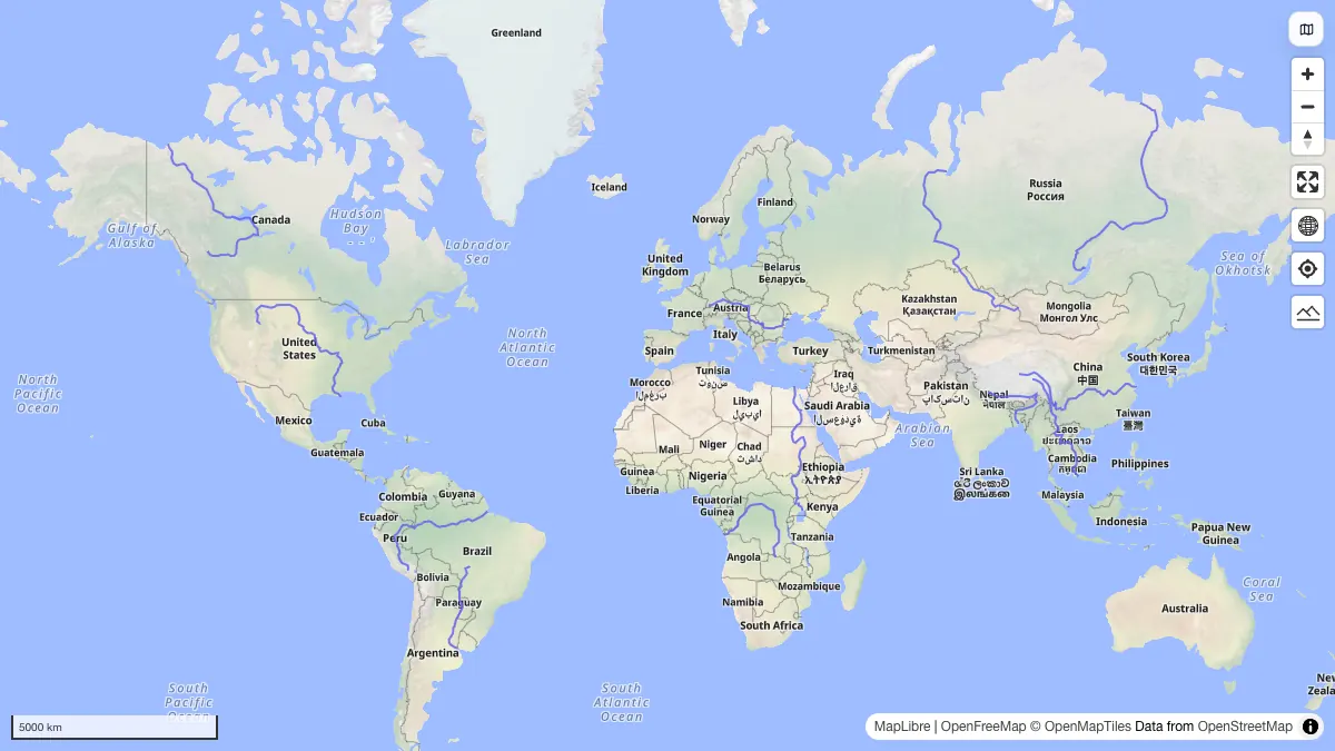 World Rivers: actual dataset map preview